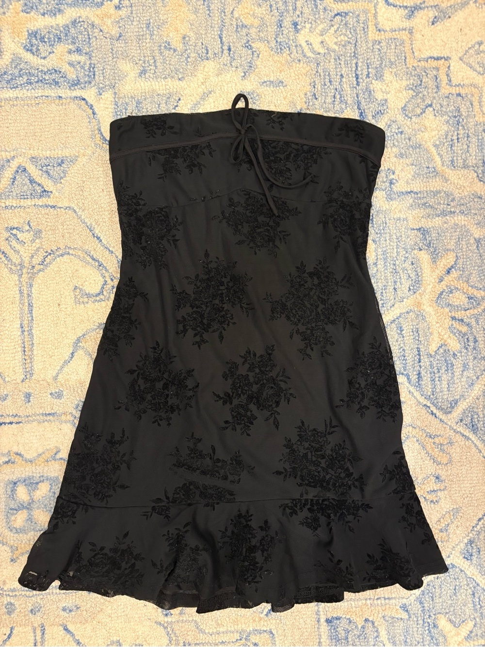 Windsor Black Strapless Floral Mini Dress